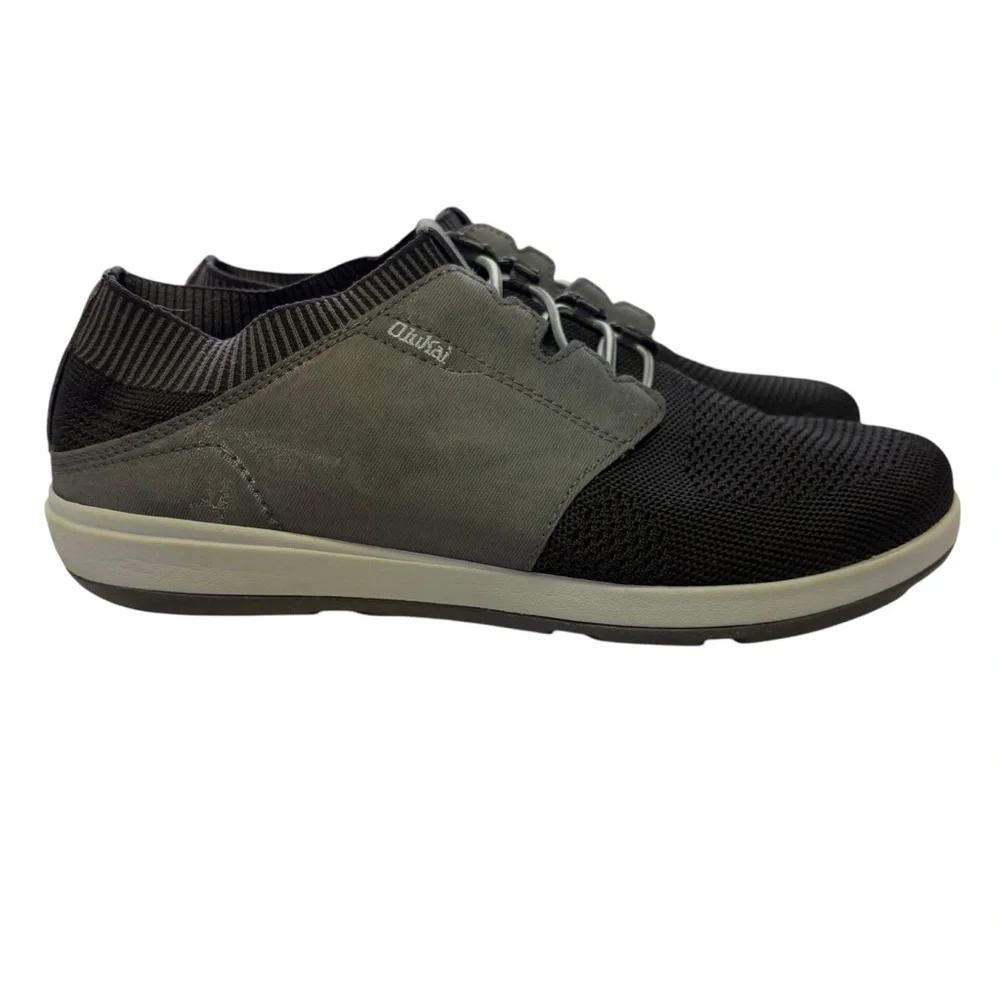 OluKai Makia Ulana Sneakers Mesh Breathable Lightweight Grey Black Mens Size 9